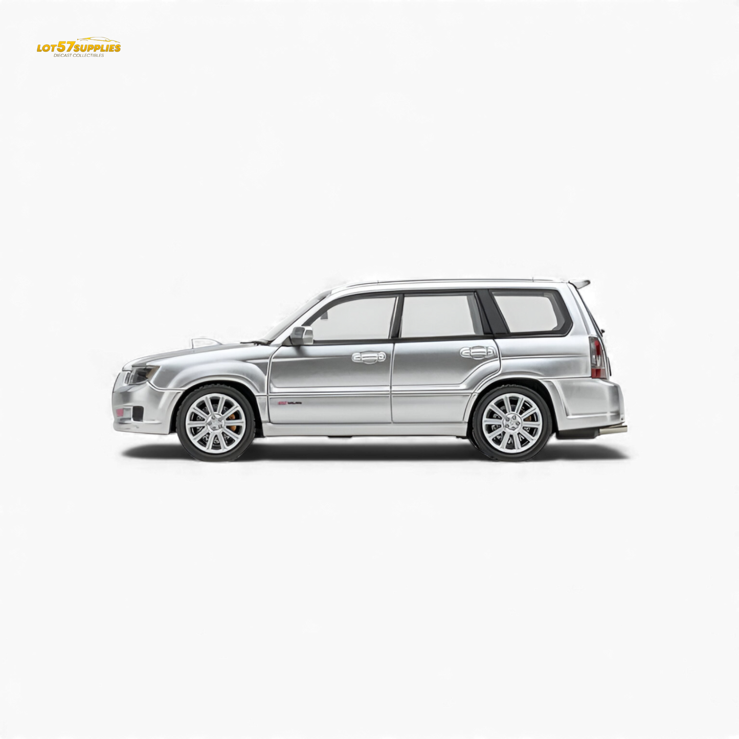 Silver Fiberrun Subaru Forester diecast model in 1:64 scale, detailed miniature from Lot57Supplies Diecast Shop.