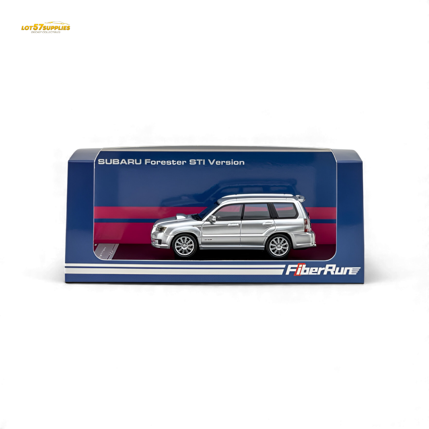 Silver Fiberrun Subaru Forester diecast model in 1:64 scale, detailed replica by Lot57Supplies Diecast Shop