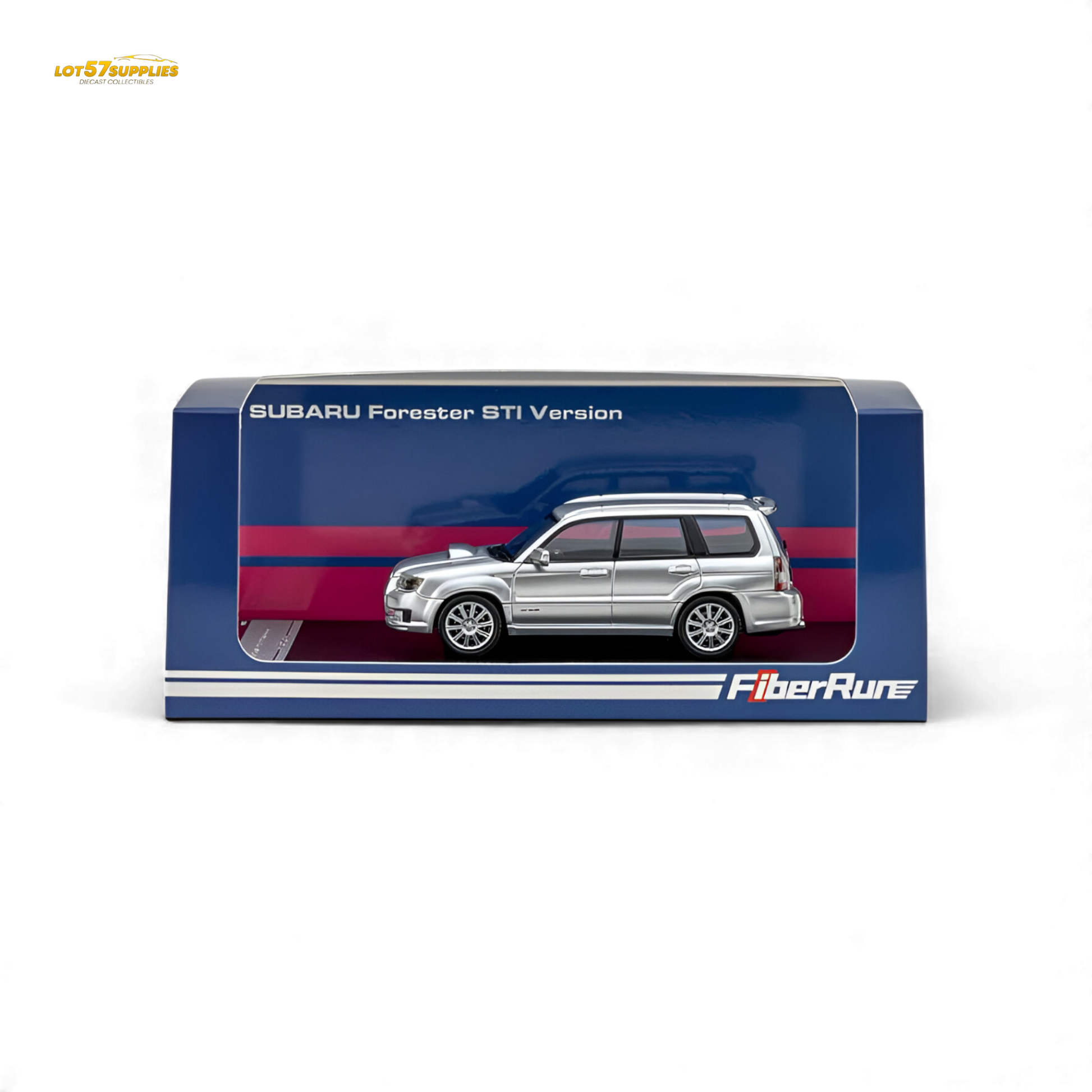 Silver Fiberrun Subaru Forester diecast model in 1:64 scale, detailed replica by Lot57Supplies Diecast Shop