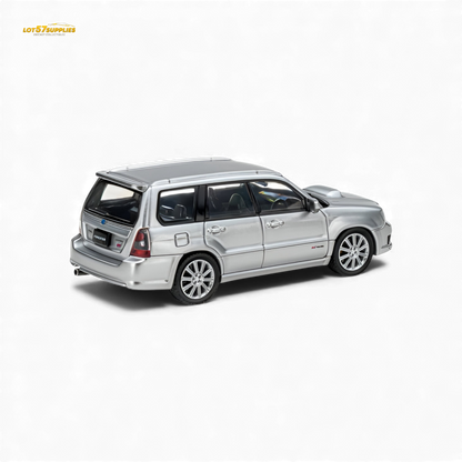 Silver Fiberrun Subaru Forester diecast model in 1:64 scale from Lot57Supplies Diecast Shop, detailed miniature vehicle.