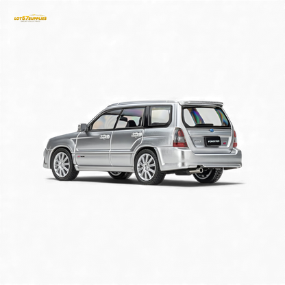 Silver Fiberrun Subaru Forester diecast model in 1:64 scale, detailed miniature car by Lot57Supplies Diecast Shop.