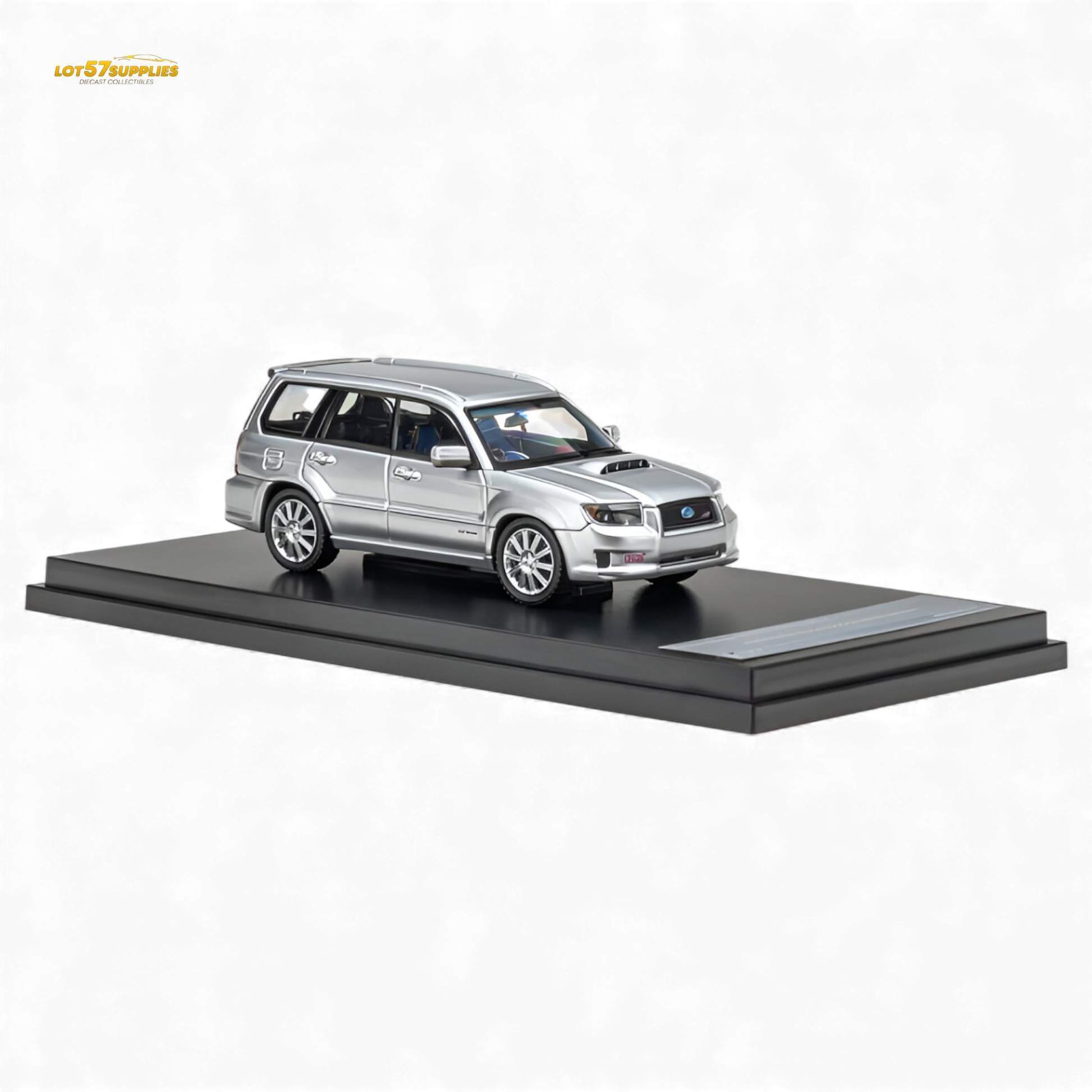 Silver Fiberrun Subaru Forester diecast model in 1:64 scale, detailed miniature vehicle from Lot57Supplies Diecast Shop