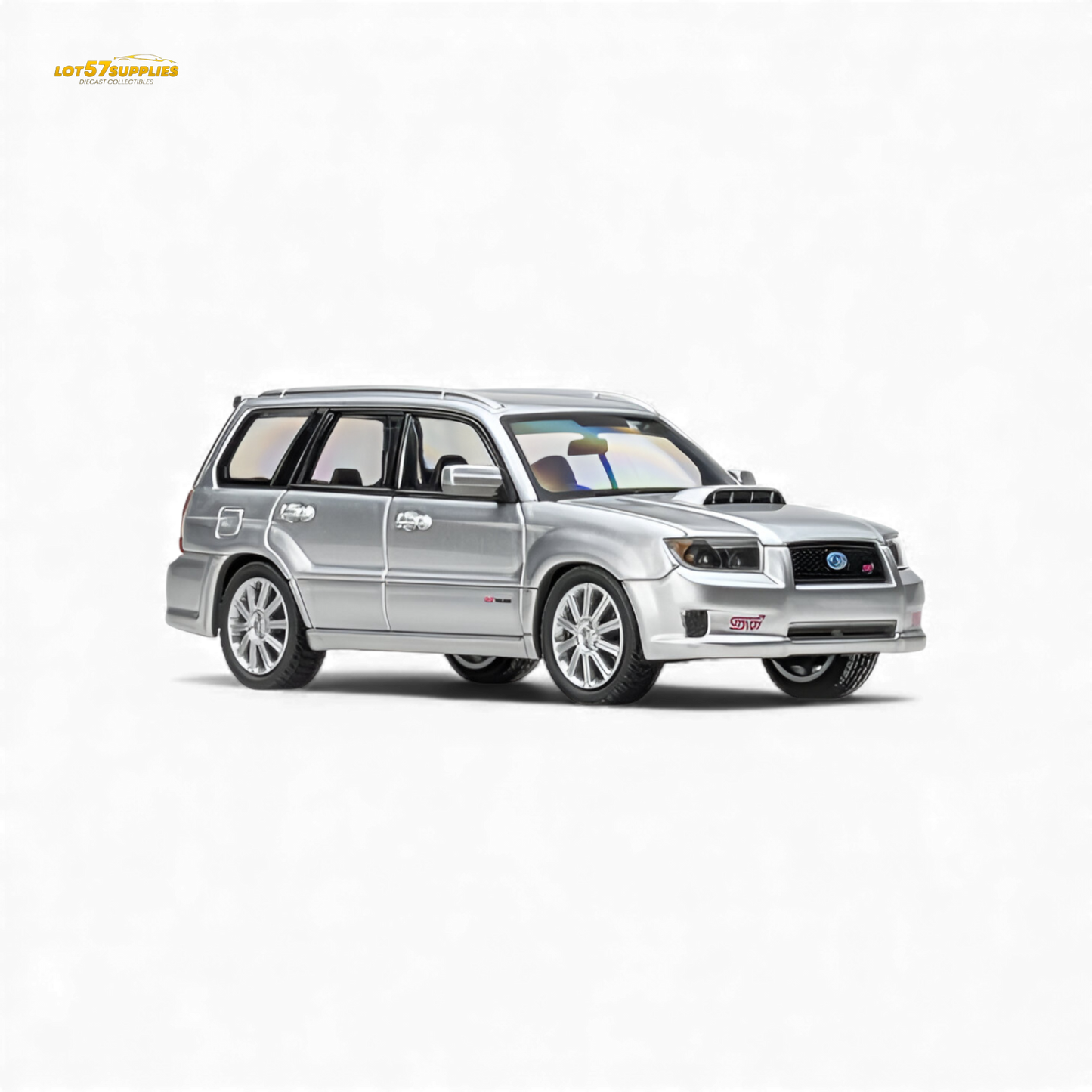 Silver Fiberrun Subaru Forester diecast model in 1:64 scale, detailed miniature vehicle by Lot57Supplies Diecast Shop