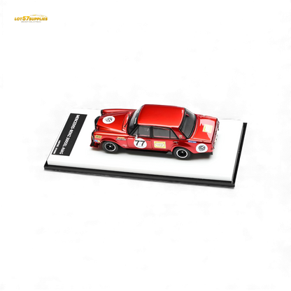 Red Mercedes-Benz W205 C63 diecast model by Lot57Supplies, detailed 1:64 scale tribute vehicle with realistic features.