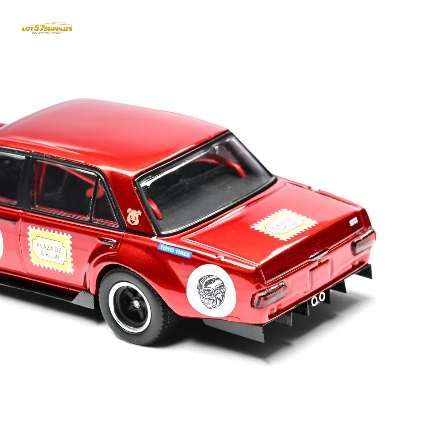 Red Mercedes-Benz W205 C63 diecast model by Lot57Supplies, detailed 1:64 scale tribute of the Mercedes-Benz Glory Model.