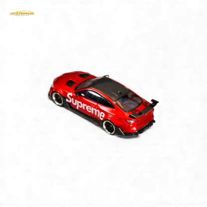 Diecast BMW G82 M4 wide-body model by Lot57Supplies in 1:64 scale, showcasing detailed design and vibrant colors.