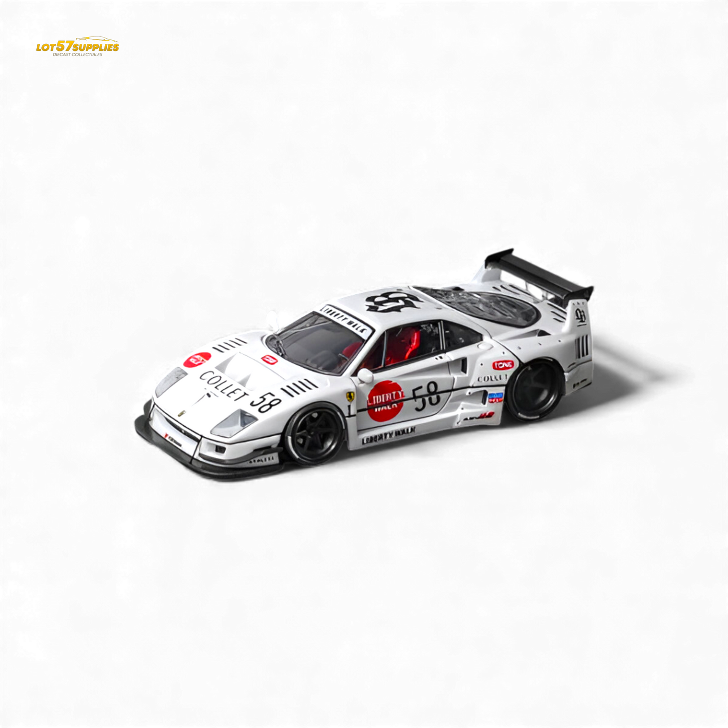 White 1:64 scale Ferrari F40 LB-Works diecast model by Star Models with detailed exterior and aerodynamic design.