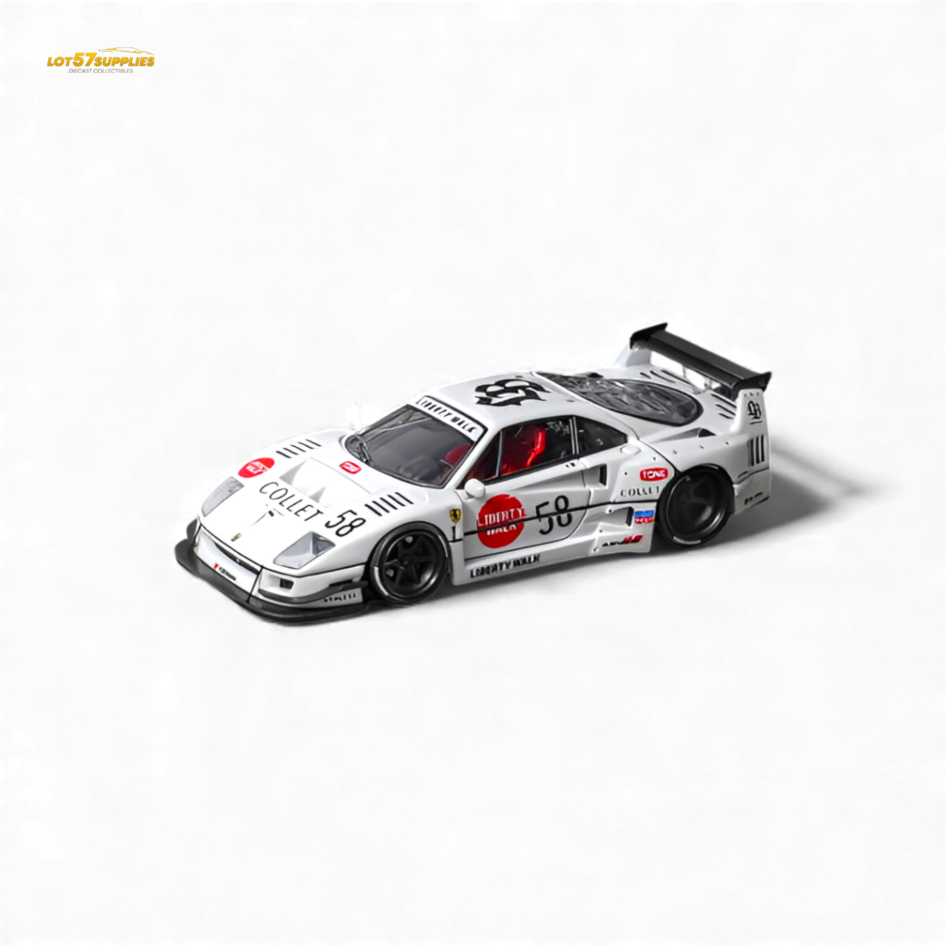 White 1:64 scale Ferrari F40 LB-Works diecast model by Star Models with detailed exterior and aerodynamic design.