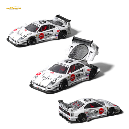 White 1:64 scale Ferrari F40 LB-Works diecast model by Star Models, detailed Ferrari car with sleek design.
