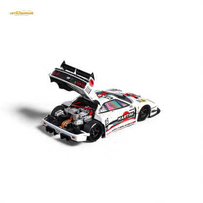 Detailed image of a 1:64 scale Ferrari F40 LB-Works Martini diecast model by Star Models, featuring distinctive racing liveries.