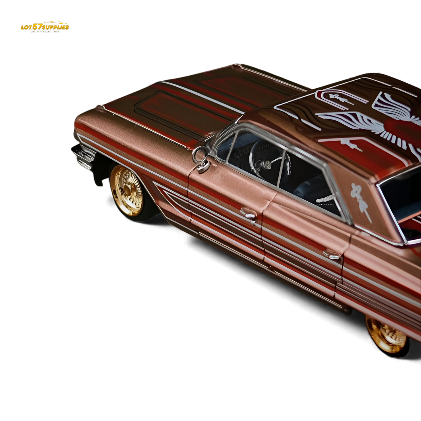 Metallic red copper Cadillac diecast model by MK Miniatures, 1:64 scale, detailed miniature collectible.