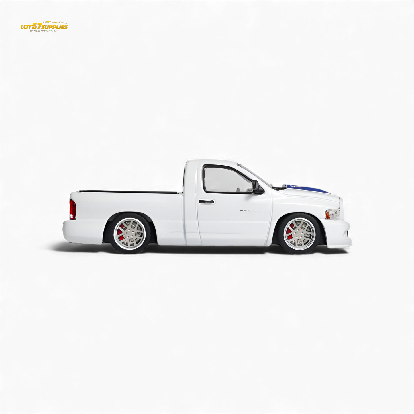 GCD Dodge RAM SRT-10 White Blue Stripe 1:64 - Evergreen Kings