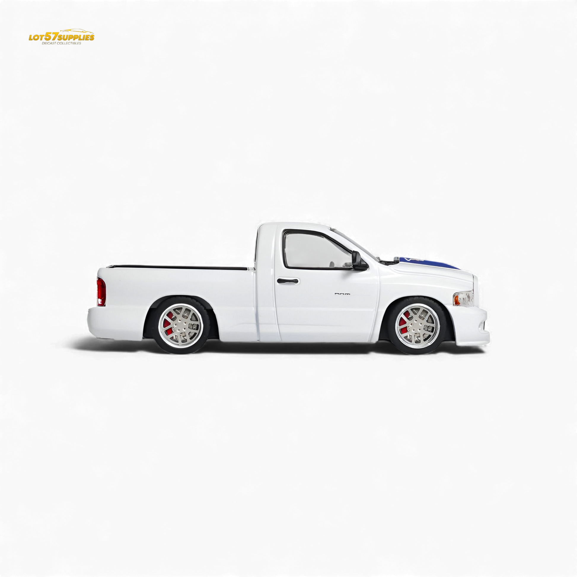 GCD Dodge RAM SRT-10 White Blue Stripe 1:64 - Evergreen Kings