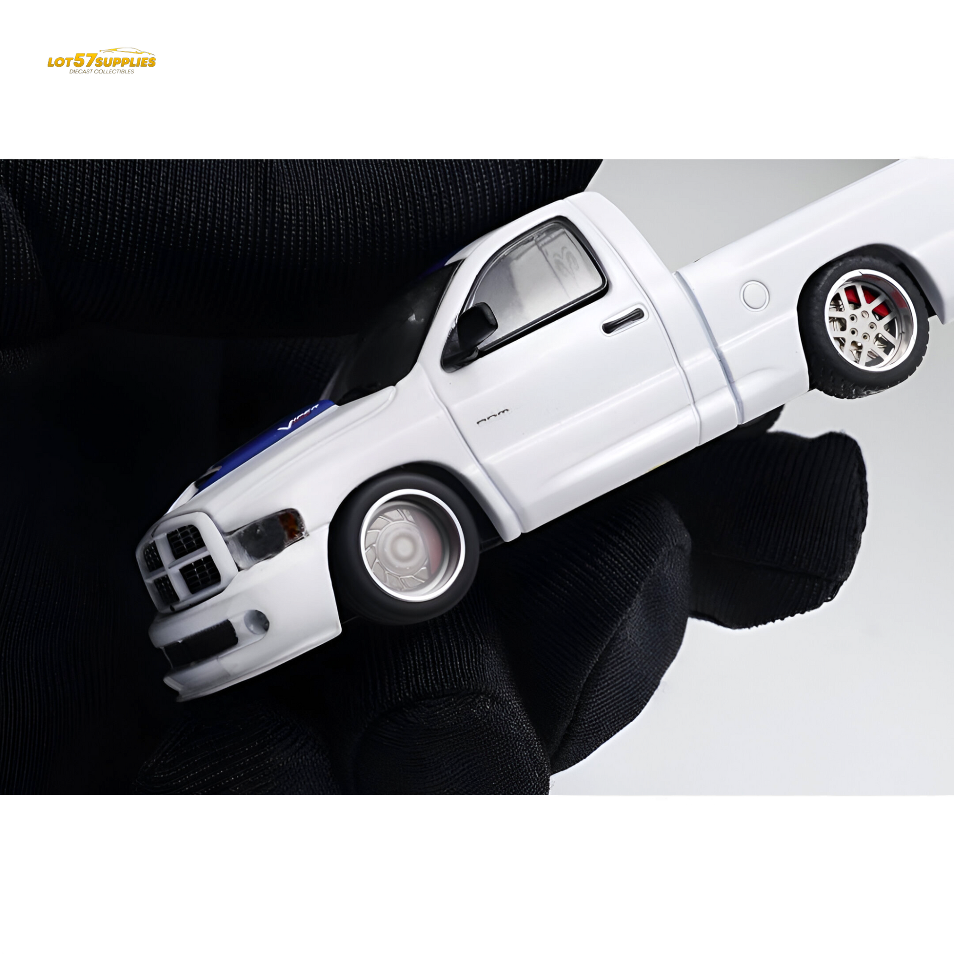 GCD Dodge RAM SRT-10 White Blue Stripe 1:64 - Evergreen Kings