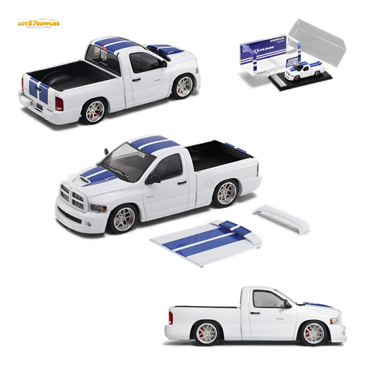 GCD Dodge RAM SRT-10 White Blue Stripe 1:64 - Evergreen Kings