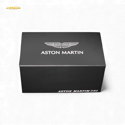 High gloss silver 1:64 scale Aston Martin DB5 diecast figurine with detailed features, showcasing the classic car model.