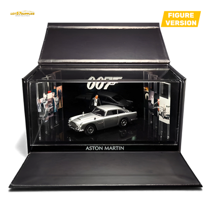 Pre-order Aston Martin DB5 diecast figurine in high gloss silver, 1:64 scale by Lot57Supplies Diecast Shop, detailed model car.
