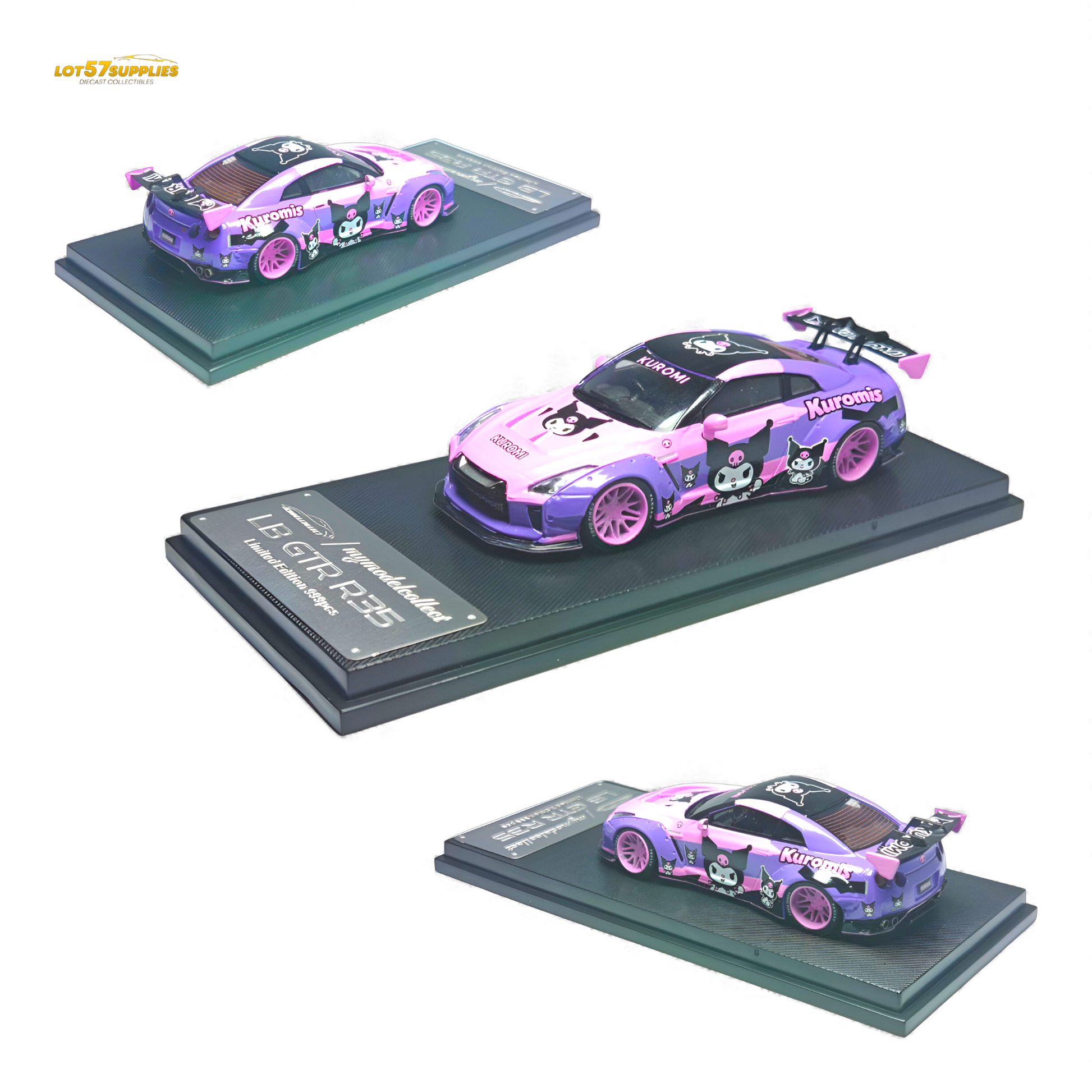Pink and purple Nissan GTR 1:64 diecast model, part of the MC LB GTR 1.5 Version series from Lot57Supplies Diecast Shop.