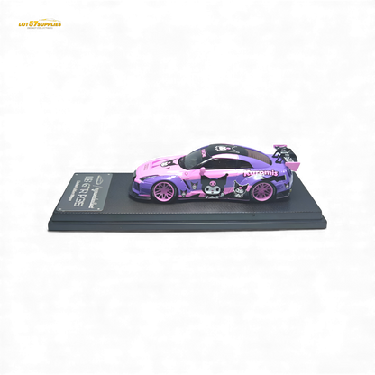 Pink and purple Nissan MC LB GTR 1.5 diecast model in 1:64 scale, featuring KUROMI design, by Lot57Supplies Diecast Shop.