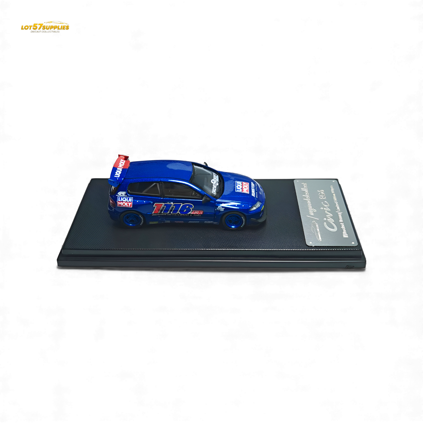 Detailed 1:64 scale diecast model of Honda Civic EG6 Thailand Special by Lot57Supplies Diecast Shop, showcasing vibrant exterior details.