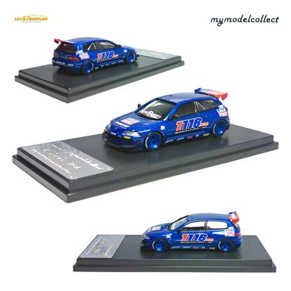 Diecast Honda Civic EG6 Thailand Special 1:64 scale model by Lot57Supplies Diecast Shop, detailed miniature car in black with custom features.