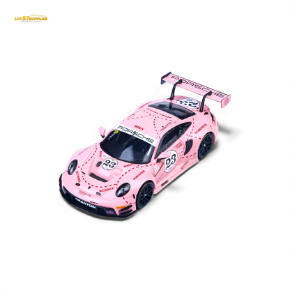 Pre-order Porsche 911 GT3 R Pink Pig diecast model in 1:64 scale with pink pig livery from Lot57Supplies Diecast Shop.