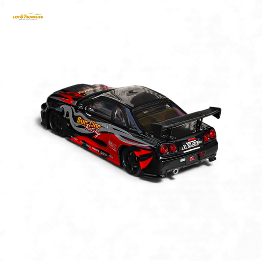 (Pre-Order) Fuji Skyline R34 GT-R Nismo Z-Tune Black Red Flame 1:64 - Evergreen Kings