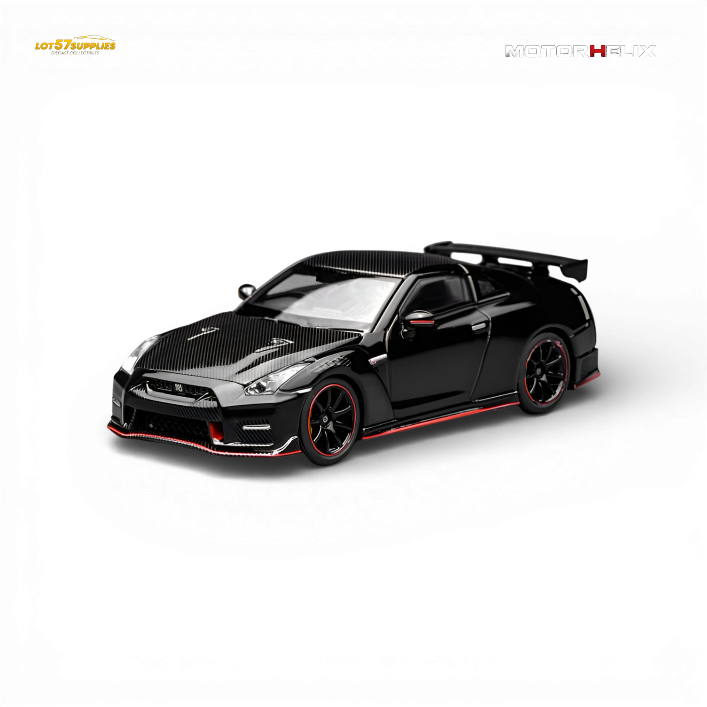 Pre-order Nissan GT-R NISMO R35 diecast model in Meteor Black, 1:64 scale by Lot57Supplies Diecast Shop.