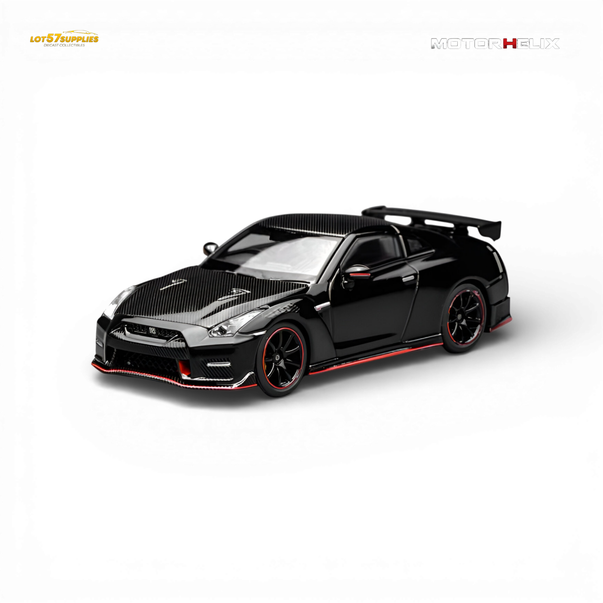Pre-order Nissan GT-R NISMO R35 diecast model in Meteor Black, 1:64 scale by Lot57Supplies Diecast Shop.