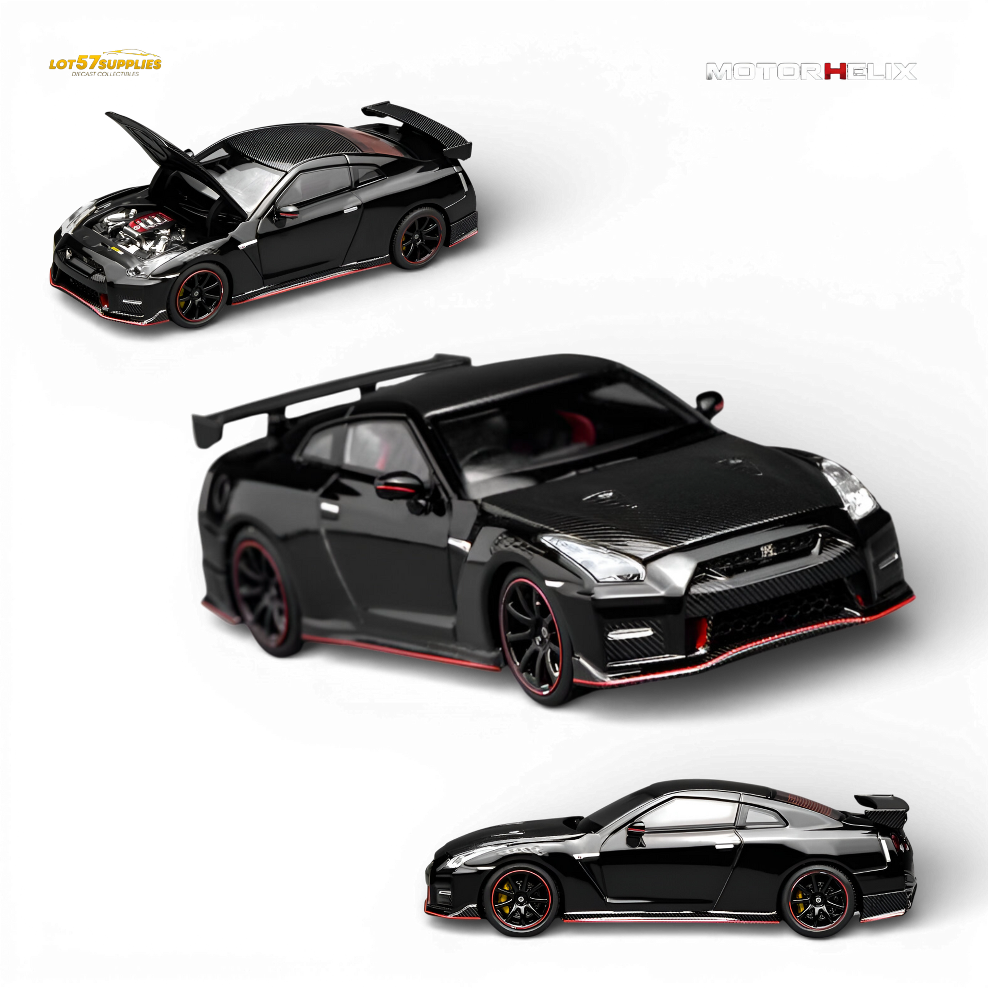 Pre-order diecast Nissan GT-R NISMO R35 2022 in Meteor Black, 1:64 scale by Lot57Supplies Diecast Shop.