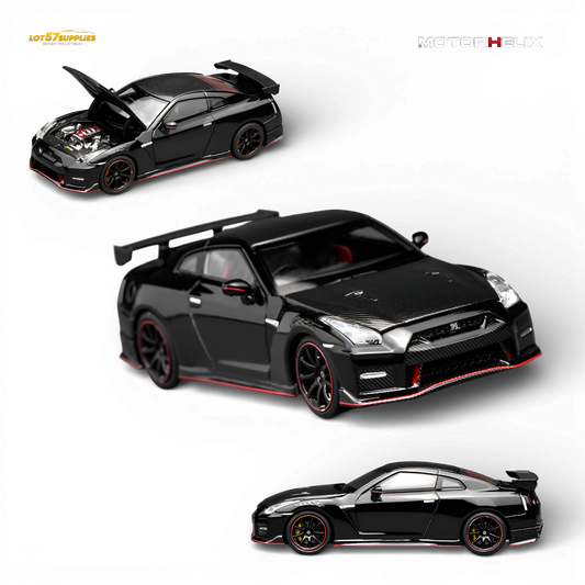 (Pre-Order) Motorhelix Nissan GT-R NISMO R35 2022 - Meteor Black 1:64 - Evergreen Kings
