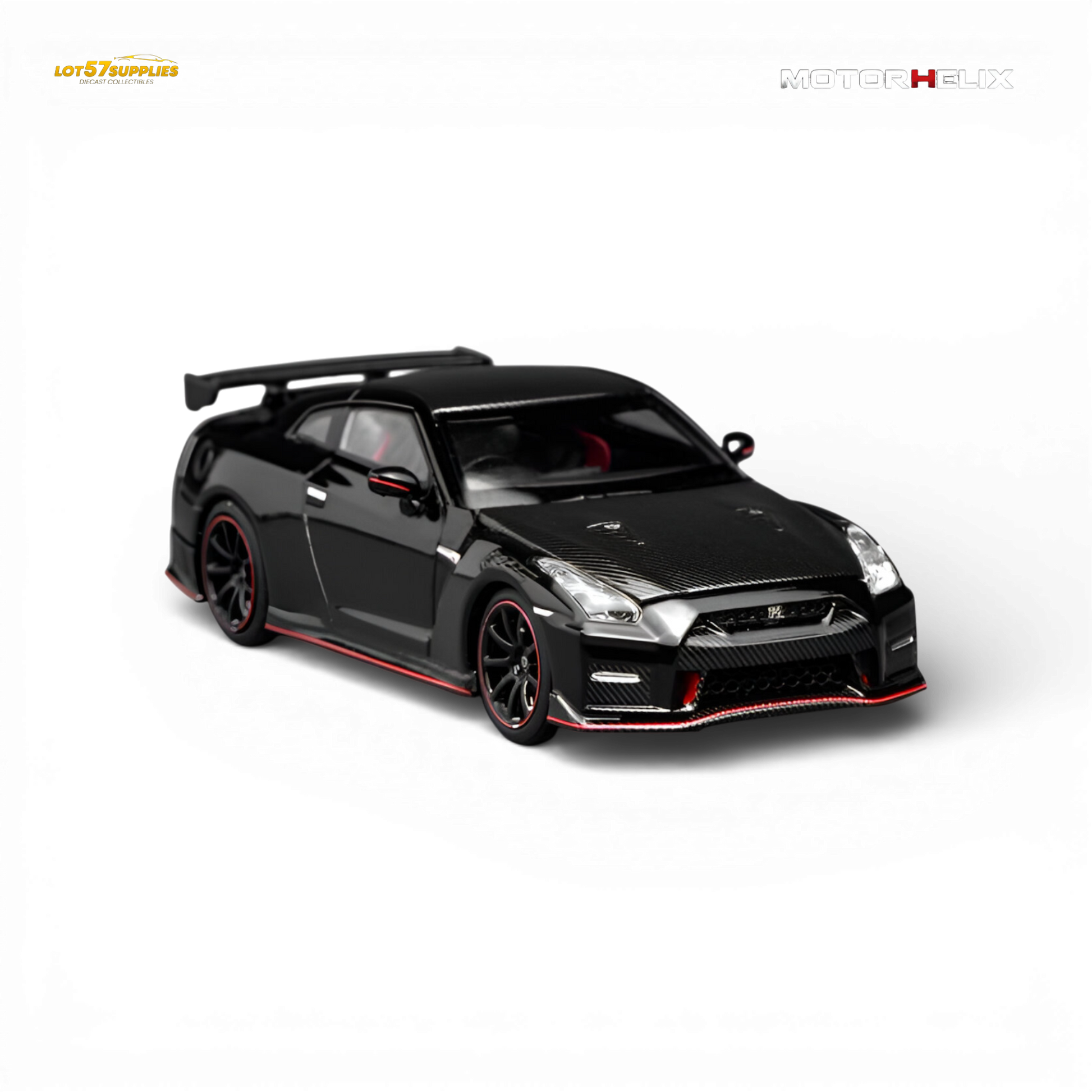 Pre-order diecast model of Nissan GT-R NISMO R35 2022 in Meteor Black, 1:64 scale from Lot57Supplies Diecast Shop.