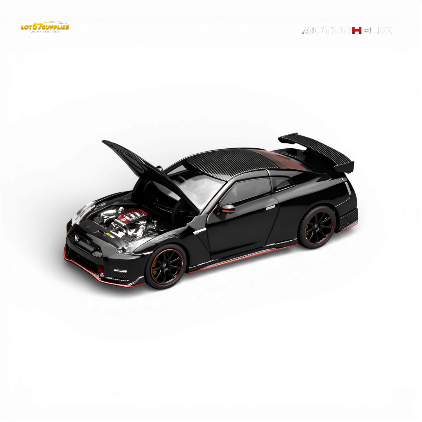 Pre-order Nissan GT-R NISMO R35 2022 diecast model in Meteor Black, 1:64 scale by Lot57Supplies Diecast Shop.