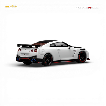 Pre-order Nissan GT-R NISMO R35 diecast model by Motorhelix, 1:64 scale, detailed Nissan sports car collectible.