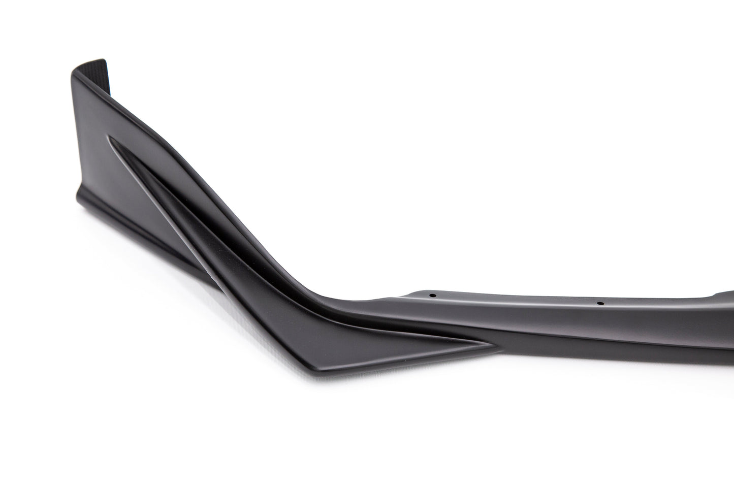 OLM S208 Style Matte Black Front Lip for 2015-2021 Subaru WRX STI, showcasing the sleek aerodynamic design and fitment.