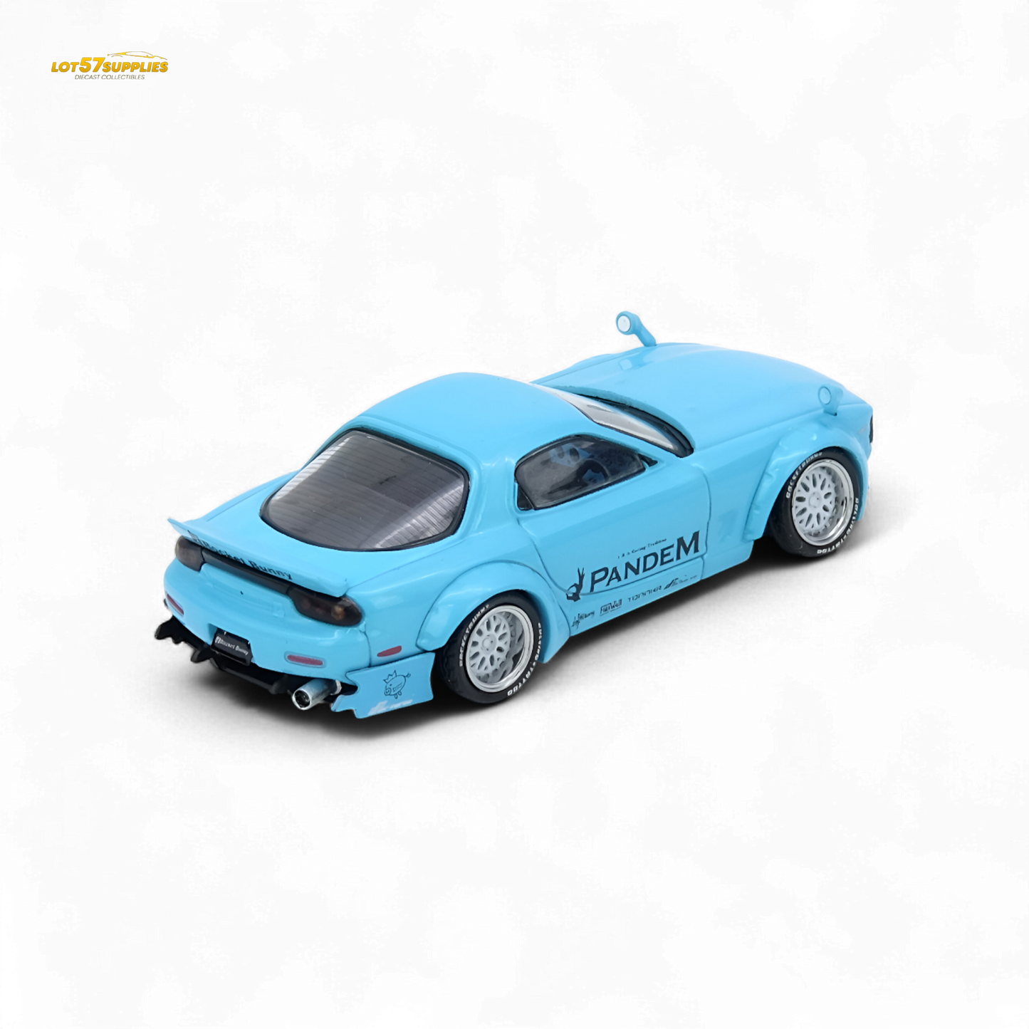 Pre-order Inno64 Mazda RX7 FD3S Pandem Tiff Blue diecast model, detailed 1:64 scale Mazda car with sleek design.