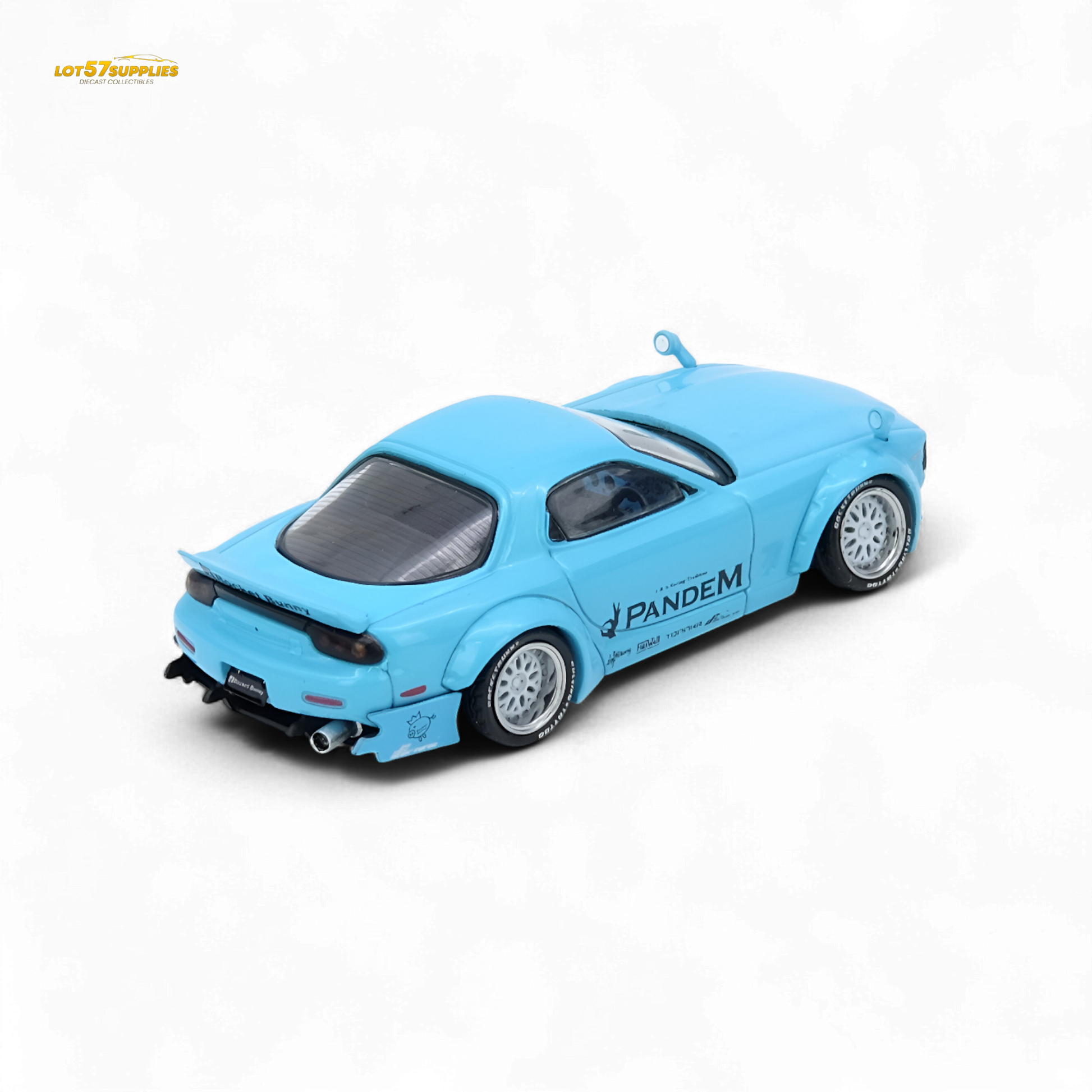 Pre-order Inno64 Mazda RX7 FD3S Pandem Tiff Blue diecast model, detailed 1:64 scale Mazda car with sleek design.