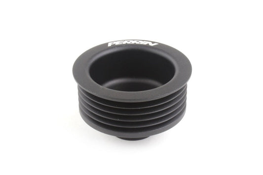 Black PERRIN alternator pulley for 2022-2025 Subaru WRX, JDMuscle branded automotive replacement part on engine.