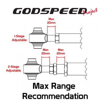 Godspeed Honda Civic (EM/ES) 2001-05/Civic Hatchback (EP3) 2002-05 Gen2 Adjustable Rear Lower Control Arms Red - Evergreen Kings