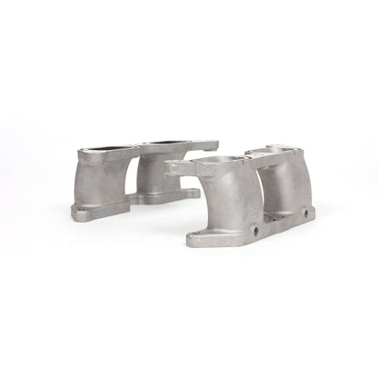 BLOX Racing aluminum one-piece TGV delete kit for 2015-2021 Subaru WRX FA20DIT intake manifold, shown installed on engine.