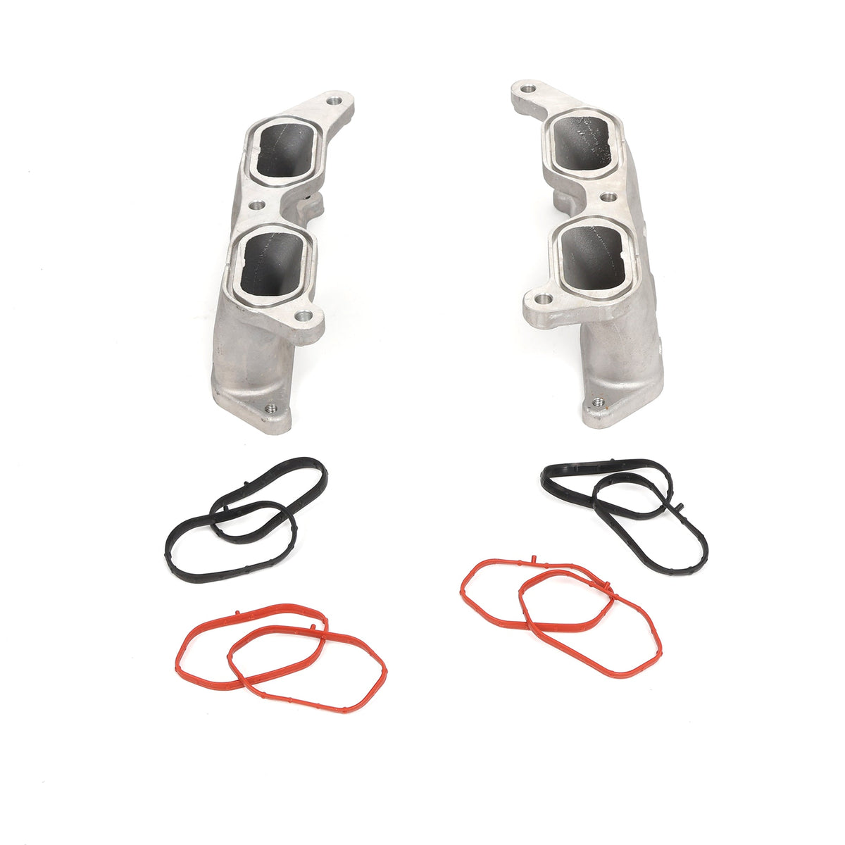 BLOX Racing aluminum one-piece TGV delete kit for 2015-2021 Subaru WRX FA20DIT intake manifold, shown installed on engine.