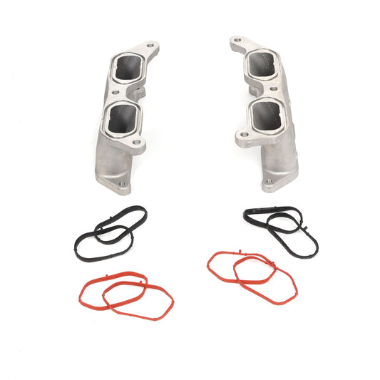 BLOX Racing aluminum one-piece TGV delete kit for 2015-2021 Subaru WRX FA20DIT intake manifold, shown installed on engine.