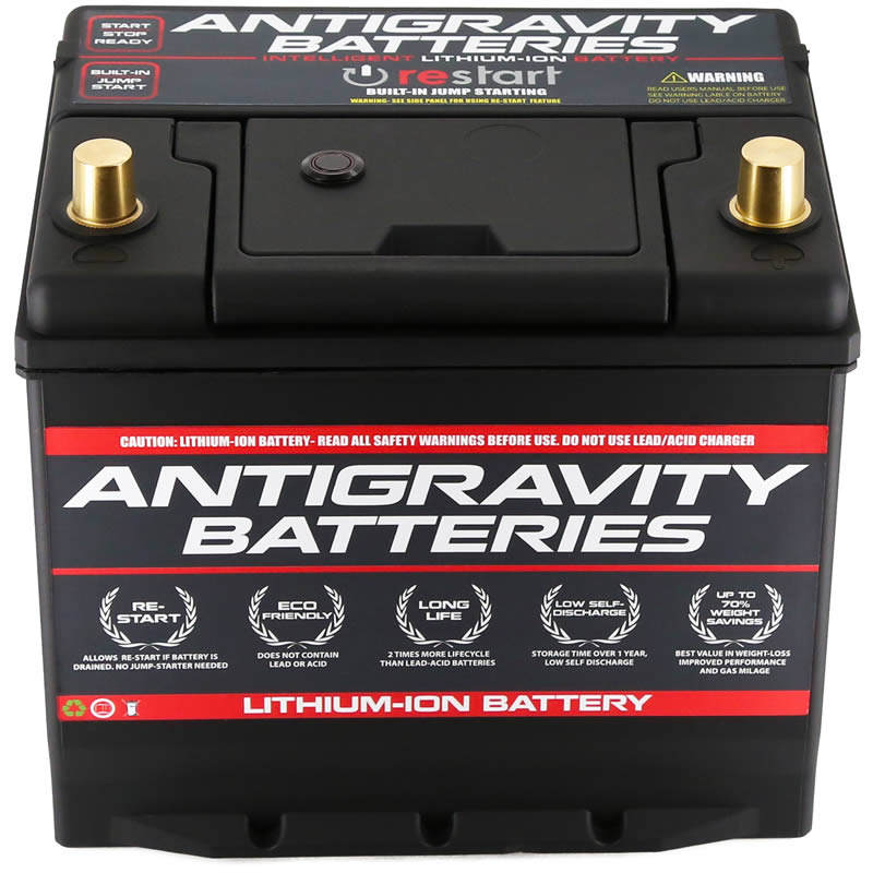MeLe Design Firm Antigravity Group-27 Lithium Car Battery showing compact, lightweight automotive battery with terminals and branding