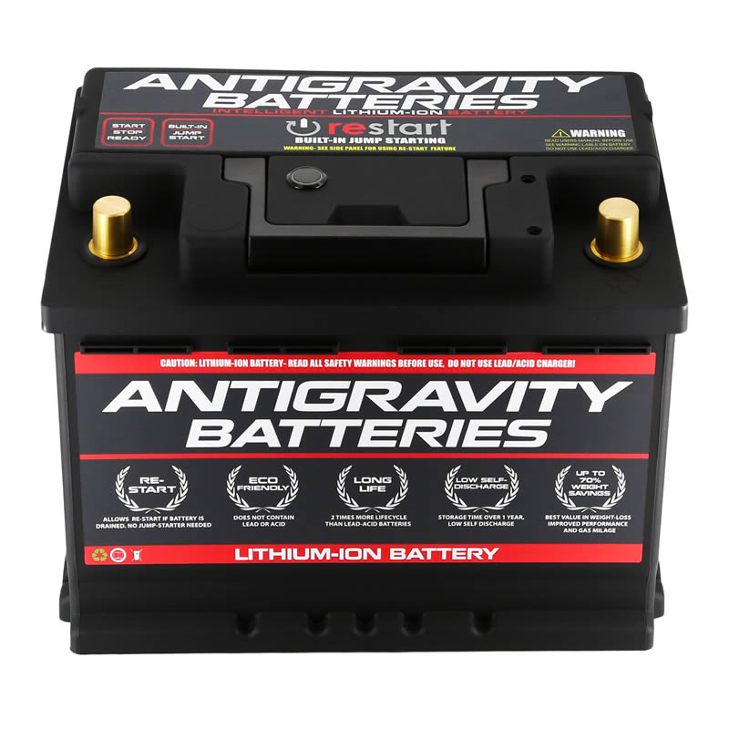 MeLe Design Firm Antigravity H5 Group-47 lithium car battery with compact design, positive and negative terminals visible.