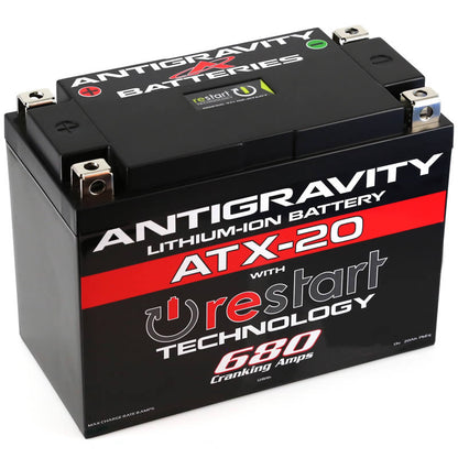 MeLe Design Firm Antigravity ATX20 RE-START lithium motorcycle battery with compact design and durable construction.