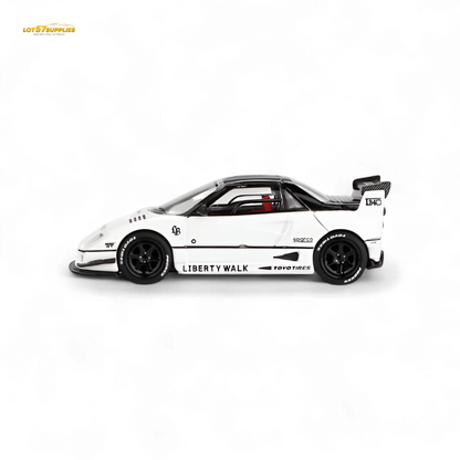 White Mini-GT Mazda AZ-1 Liberty Walk LB40 diecast model in 1:64 scale, detailed Mazda car replica with custom design.