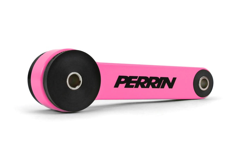 JDMuscle Perrin Hyper Pink Pitch Stop Mount for Subaru WRX, STI, LGT, and FXT, featuring bright pink color and durable construction.