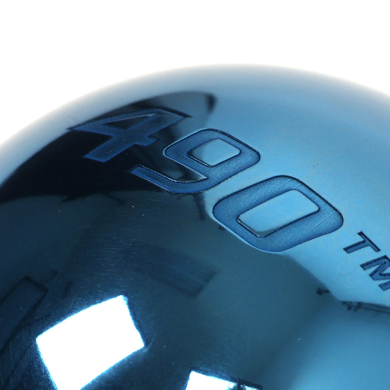 FR SPORT BLOX Racing V2 electric blue spherical shift knob for manual transmission with 10X1.5 threading, close-up view.