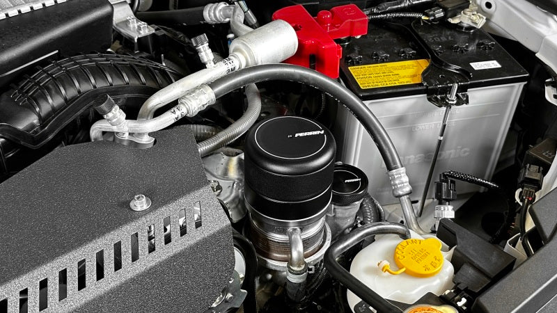JDMuscle PERRIN black oil filter cover for WRX, BRZ, and GR86 engines