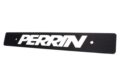 Reversible black license plate delete for Subaru WRX, STI, and BRZ by JDMuscle, showing both front and rear views.